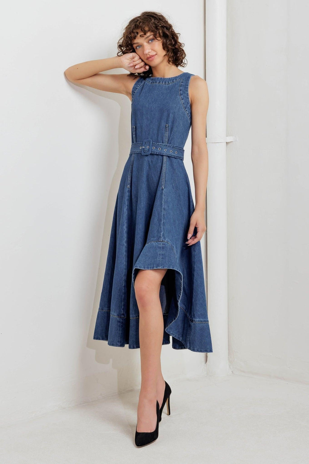 POET’S MUSE DENIM WOVEN MIDI DRESS Flying Tomato