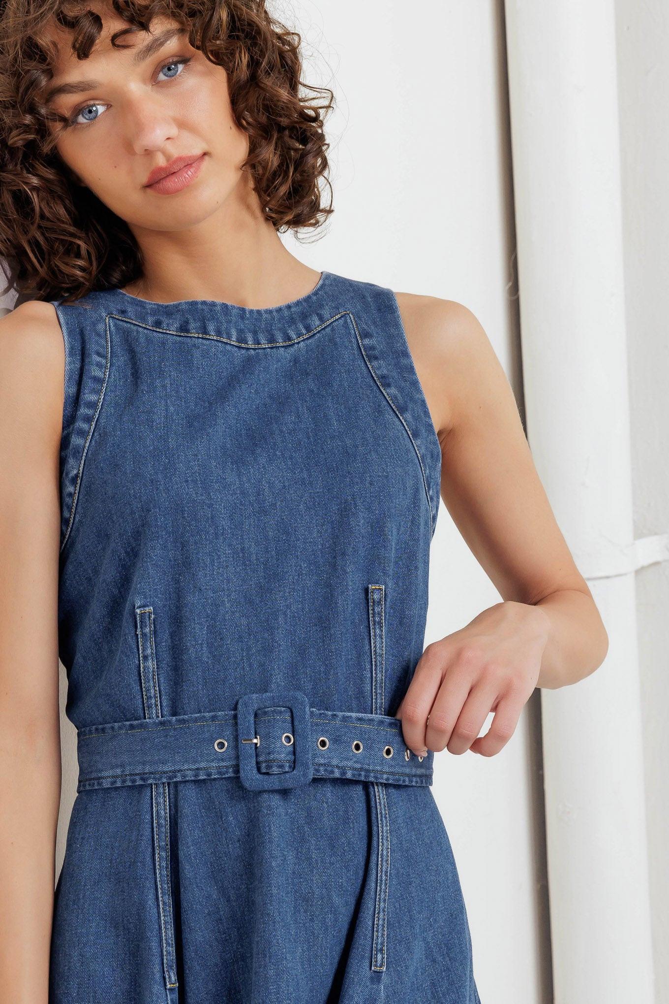 POET’S MUSE DENIM WOVEN MIDI DRESS Flying Tomato