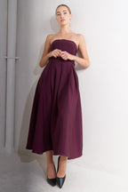 OPERA WINE WOVEN MIDI DRESS Flying Tomato