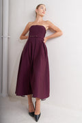 OPERA WINE WOVEN MIDI DRESS Flying Tomato
