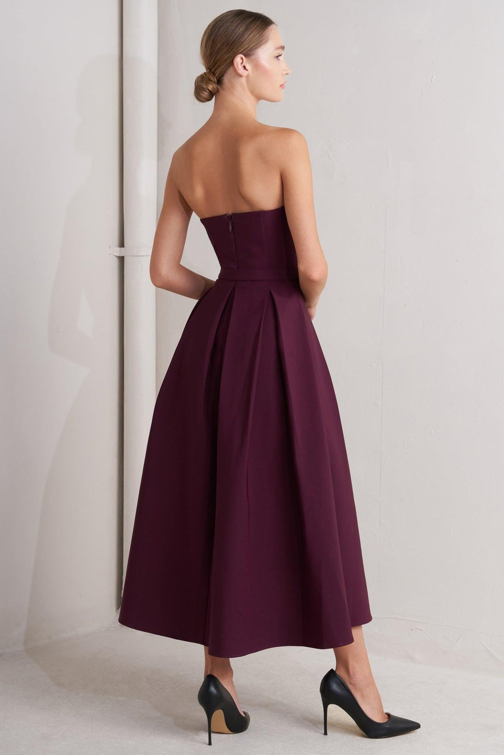 OPERA WINE WOVEN MIDI DRESS Flying Tomato