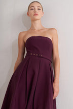 OPERA WINE WOVEN MIDI DRESS Flying Tomato