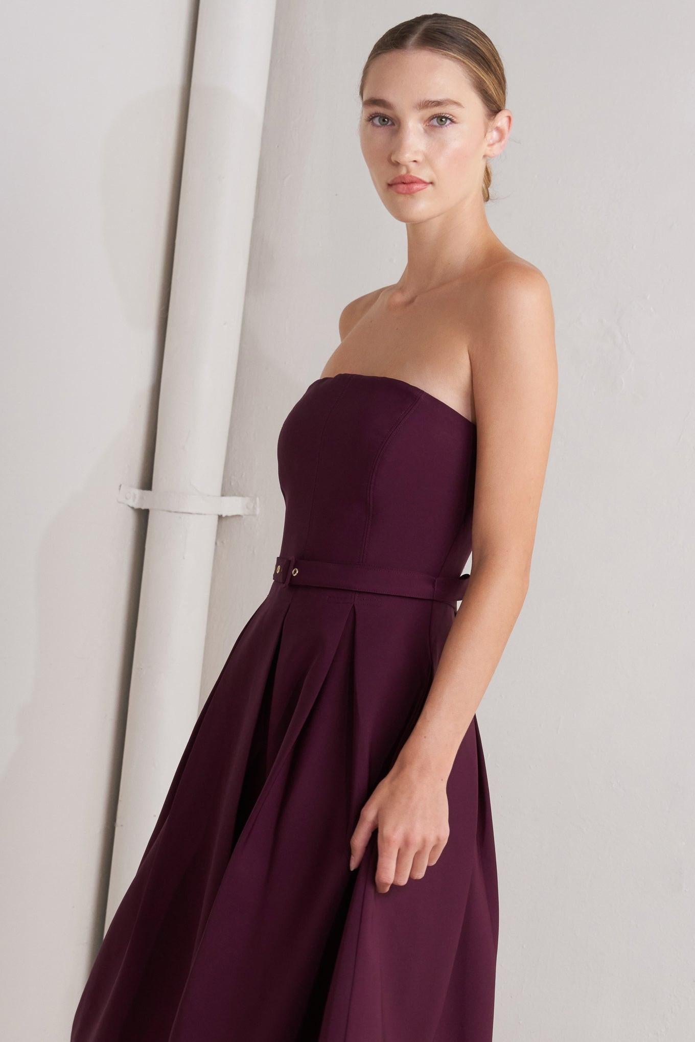 OPERA WINE WOVEN MIDI DRESS Flying Tomato