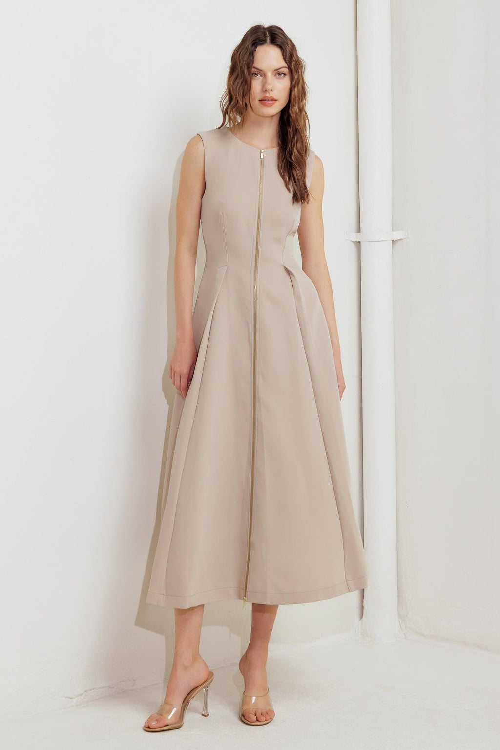 ZIP & FLOW WOVEN MIDI DRESS Flying Tomato