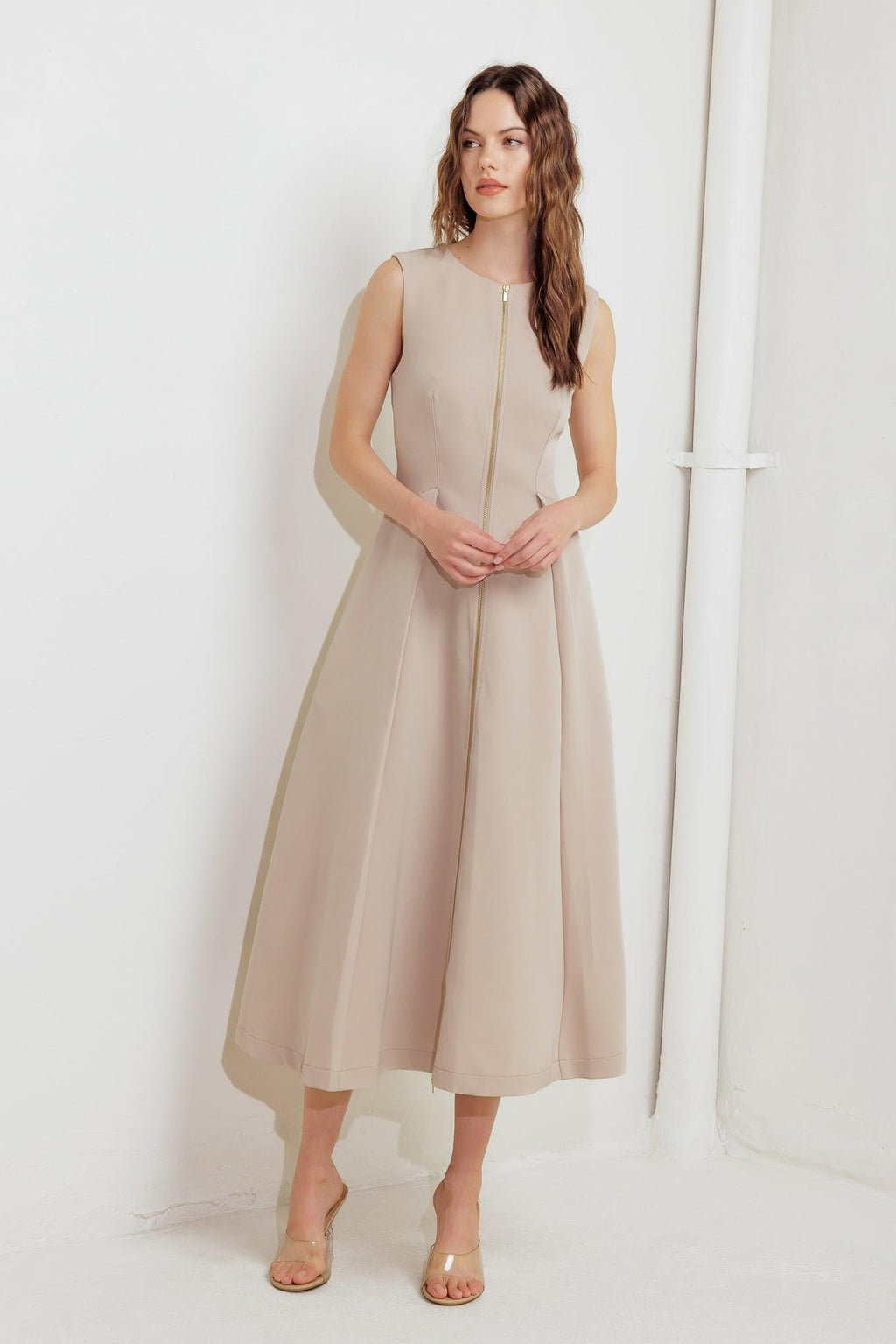 ZIP & FLOW WOVEN MIDI DRESS Flying Tomato