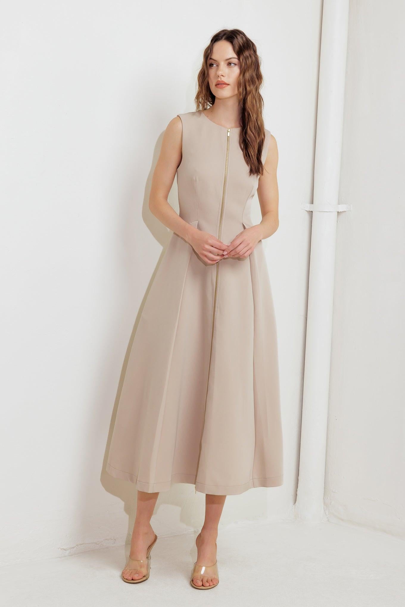 ZIP & FLOW WOVEN MIDI DRESS Flying Tomato