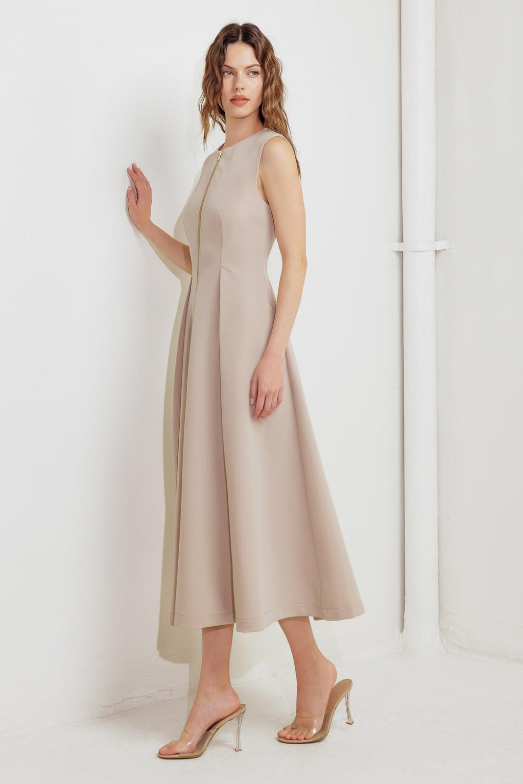 ZIP & FLOW WOVEN MIDI DRESS Flying Tomato