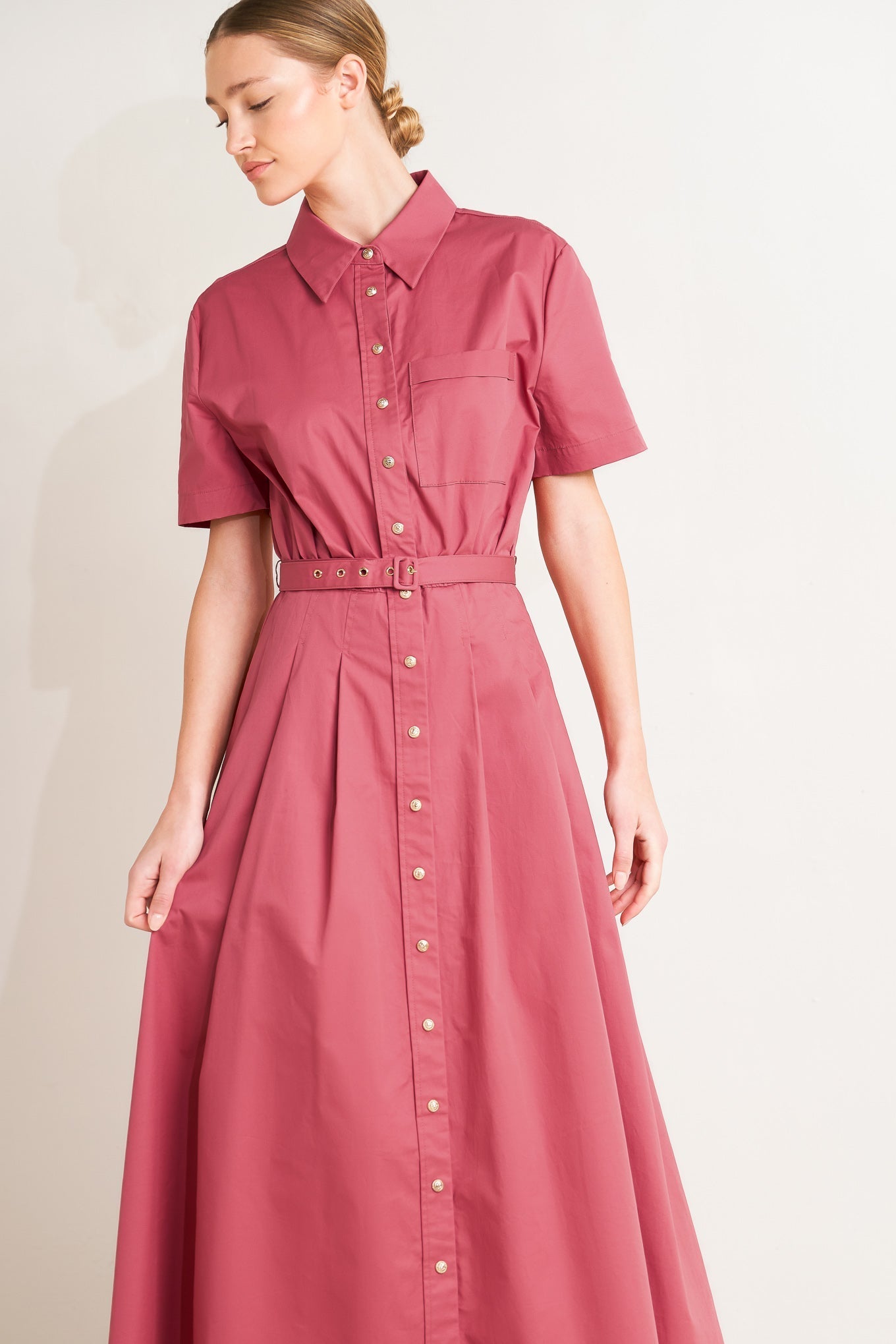 CINCHED COUTURE WOVEN MIDI DRESS Flying Tomato