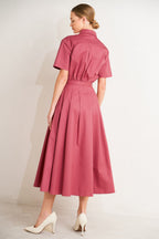 CINCHED COUTURE WOVEN MIDI DRESS Flying Tomato