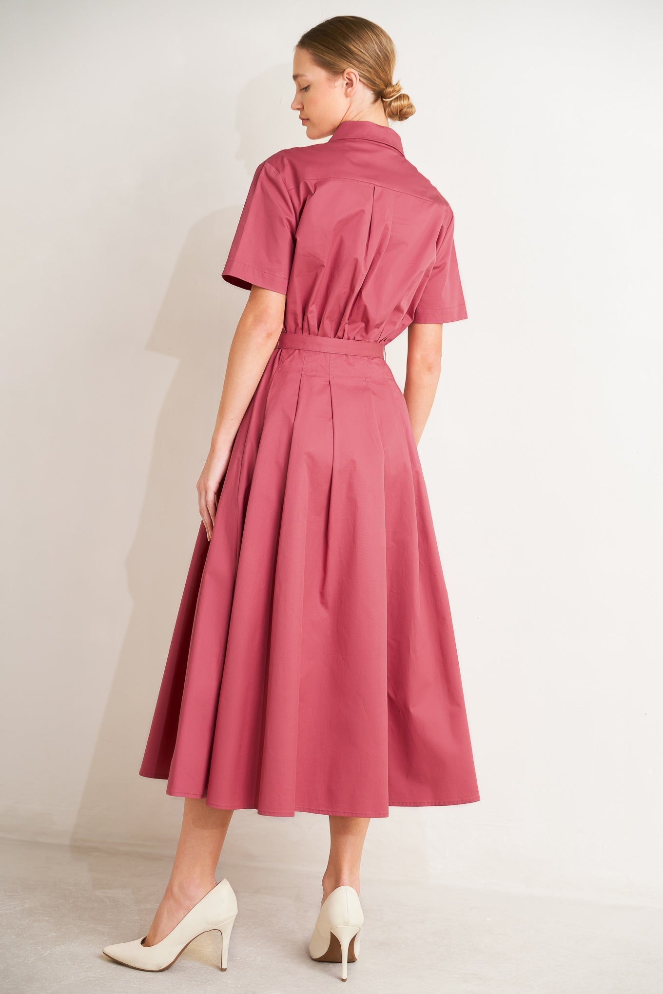 CINCHED COUTURE WOVEN MIDI DRESS Flying Tomato