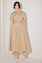 CINCHED COUTURE WOVEN MIDI DRESS Flying Tomato
