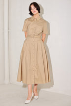 CINCHED COUTURE WOVEN MIDI DRESS Flying Tomato