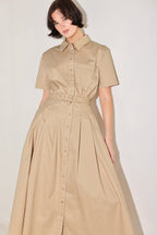 CINCHED COUTURE WOVEN MIDI DRESS Flying Tomato
