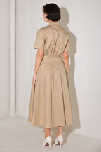 CINCHED COUTURE WOVEN MIDI DRESS Flying Tomato