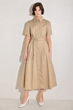 CINCHED COUTURE WOVEN MIDI DRESS Flying Tomato