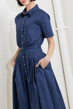 CINCHED COUTURE WOVEN MIDI DRESS Flying Tomato