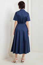CINCHED COUTURE WOVEN MIDI DRESS Flying Tomato