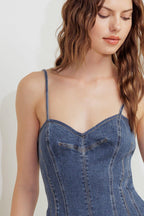 WEEKEND COMMAND DENIM MINI DRESS Flying Tomato