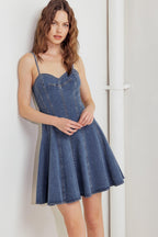 WEEKEND COMMAND DENIM MINI DRESS Flying Tomato