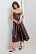 ESPRESSO DIVA FAUX LEATHER MIDI DRESS Flying Tomato