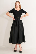SADDLE BREEZE BLACK MIDI DRESS Flying Tomato