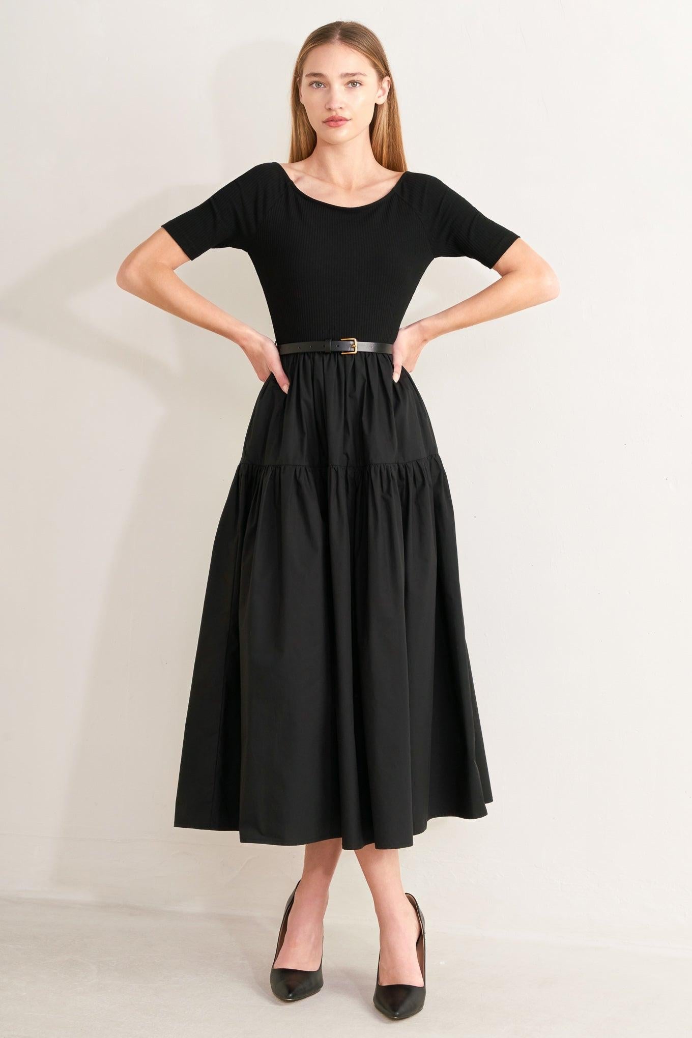 SADDLE BREEZE BLACK MIDI DRESS Flying Tomato