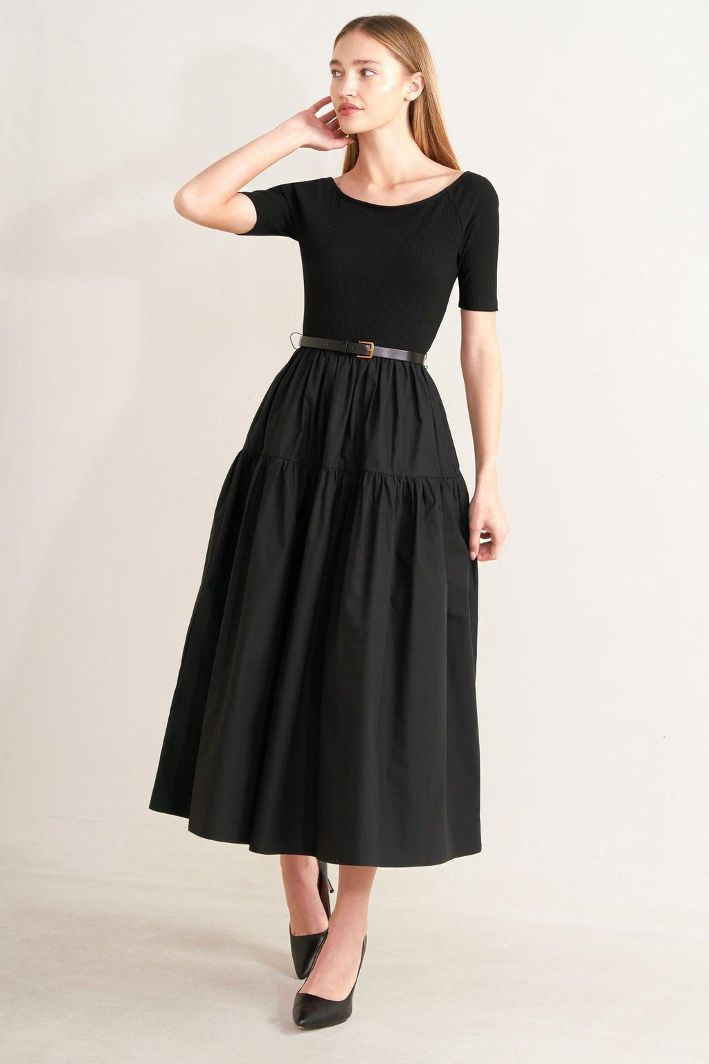 SADDLE BREEZE BLACK MIDI DRESS Flying Tomato