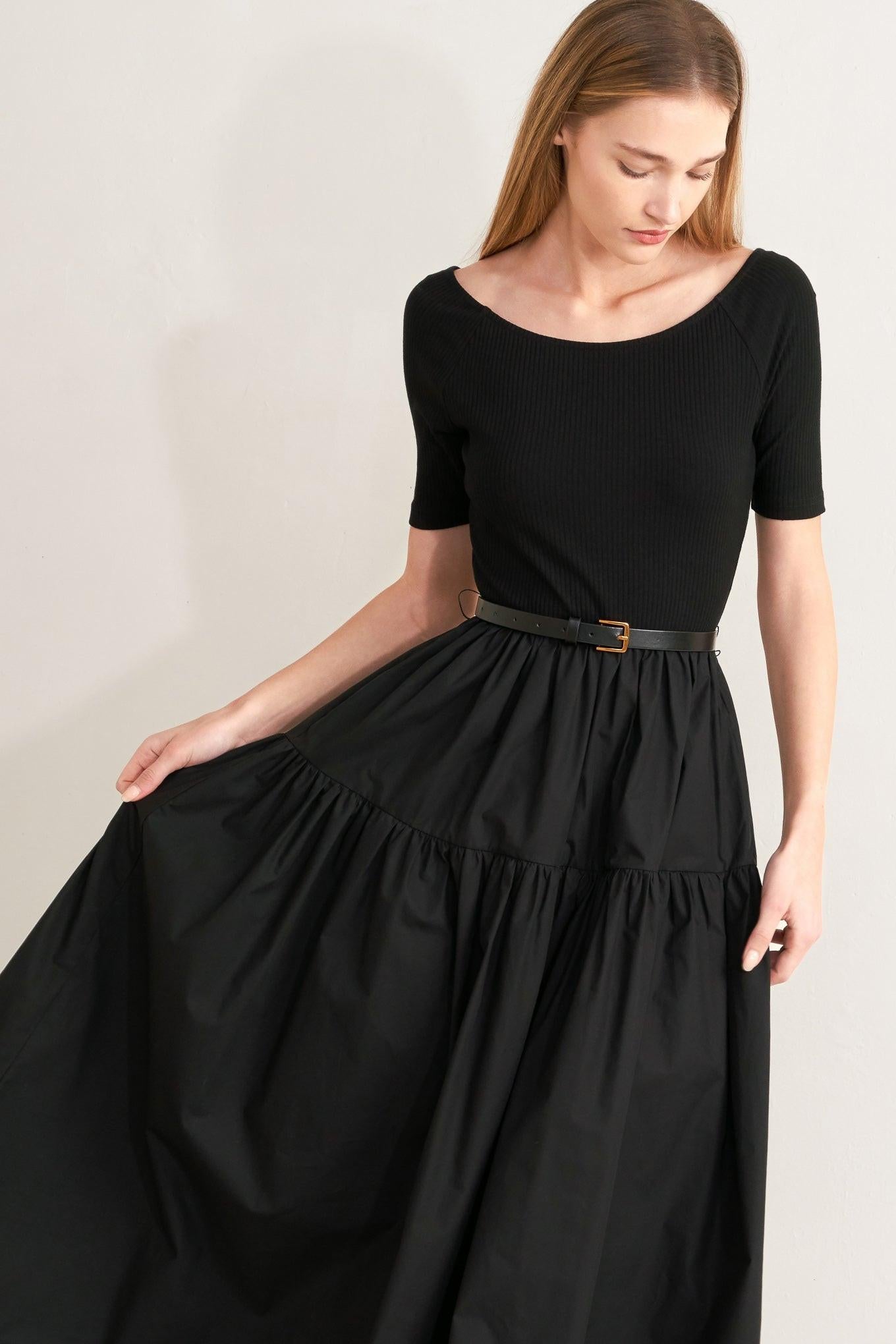 SADDLE BREEZE BLACK MIDI DRESS Flying Tomato