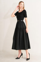 SADDLE BREEZE BLACK MIDI DRESS Flying Tomato