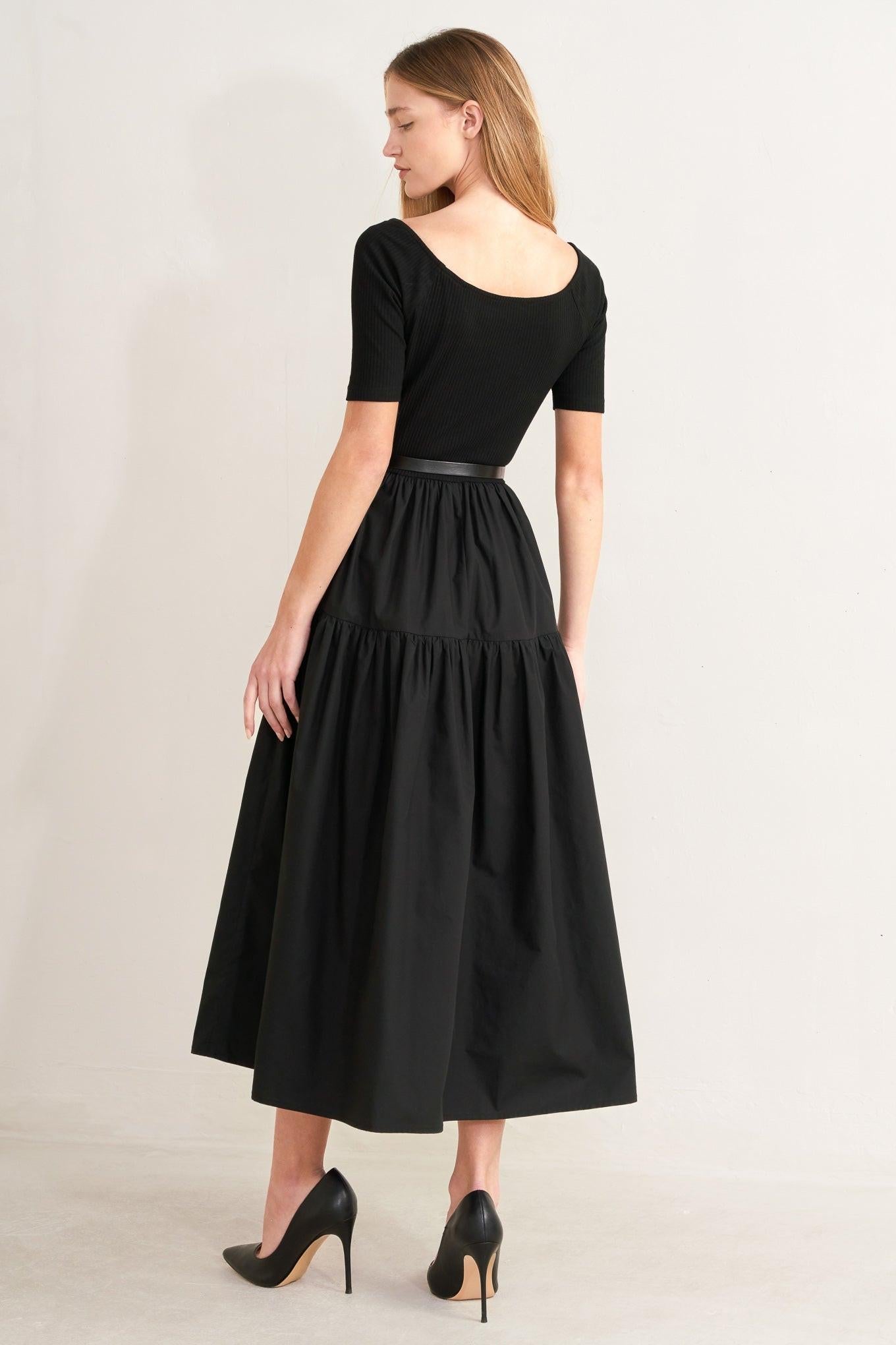 SADDLE BREEZE BLACK MIDI DRESS Flying Tomato