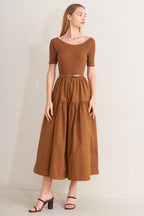 SADDLE BREEZE RUST MIDI DRESS Flying Tomato