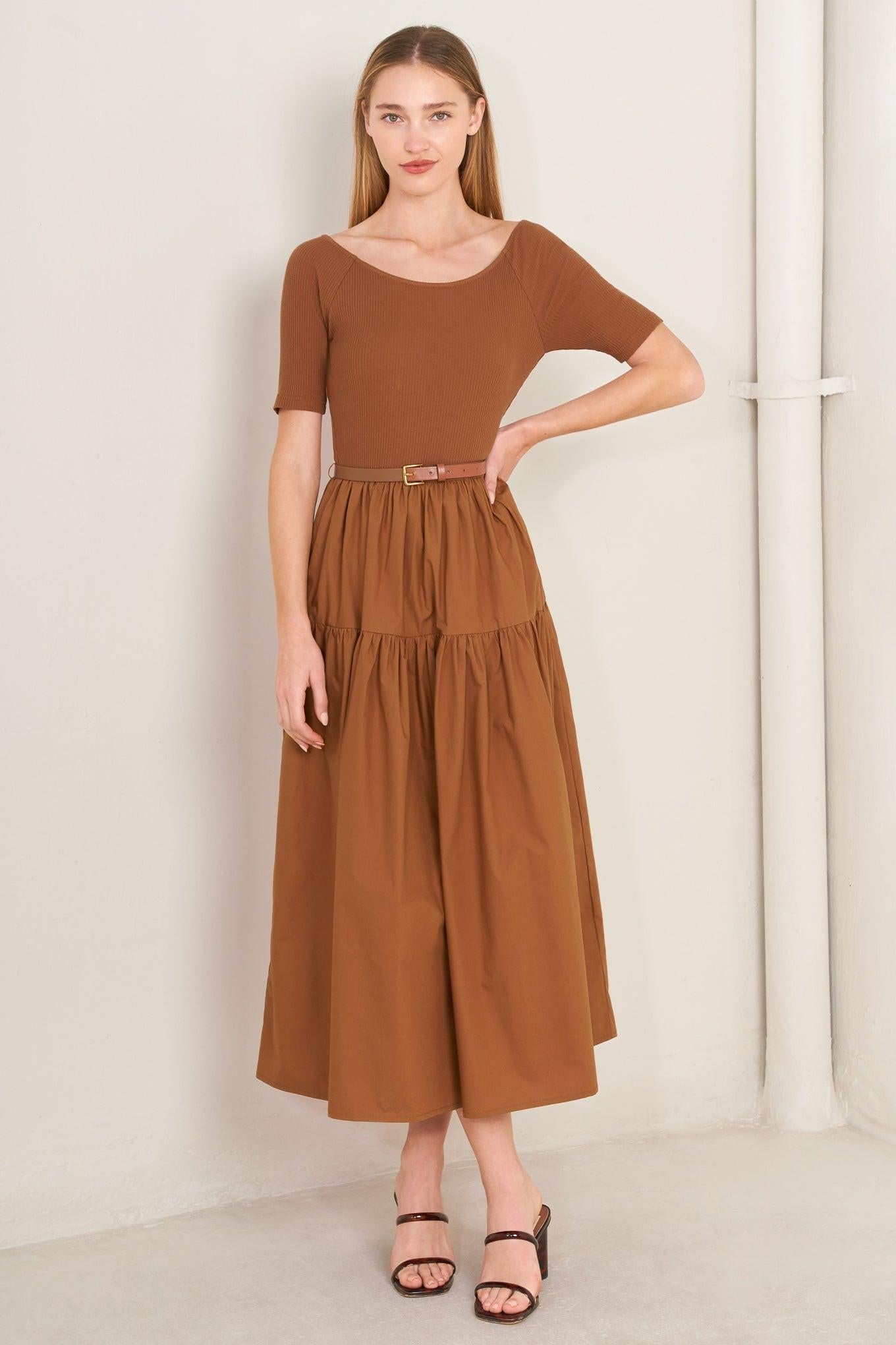 SADDLE BREEZE RUST MIDI DRESS Flying Tomato