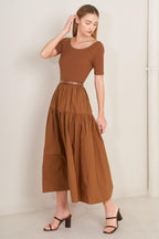 SADDLE BREEZE RUST MIDI DRESS Flying Tomato