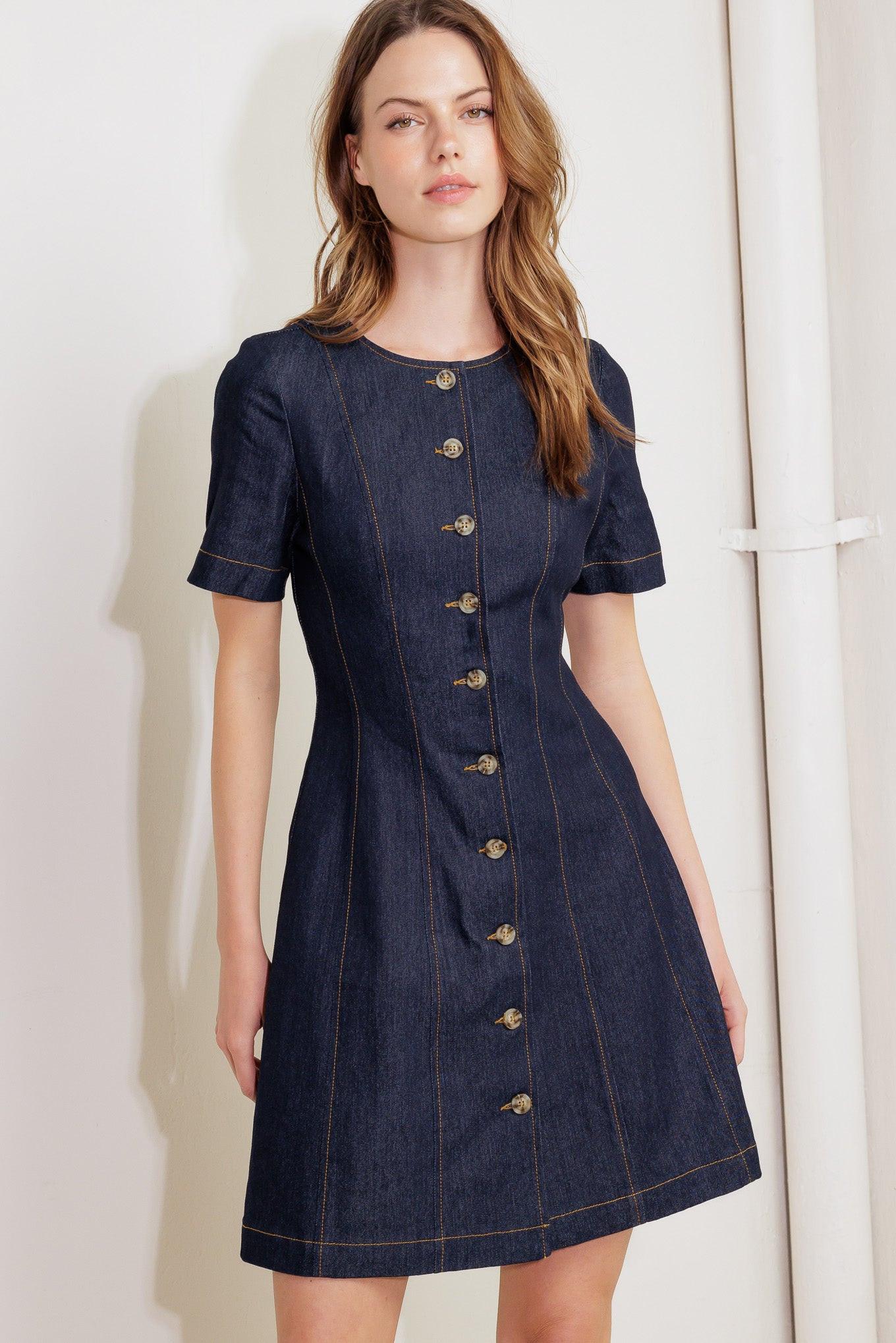 INDIGO TEMPO DENIM MINI DRESS Flying Tomato