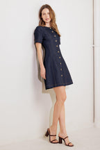 INDIGO TEMPO DENIM MINI DRESS Flying Tomato