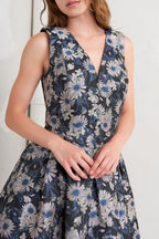LUX BLOOMING WOVEN JACQUARD MIDI DRESS Flying Tomato