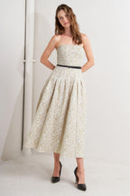 WHISPER LEAF WOVEN MIDI DRESS Flying Tomato