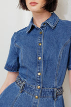 HIDDEN SMILE DENIM MIDI RESS Flying Tomato
