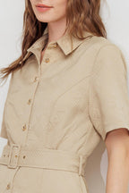 NEUTRAL CHIC WOVEN MIDI DRESS Flying Tomato