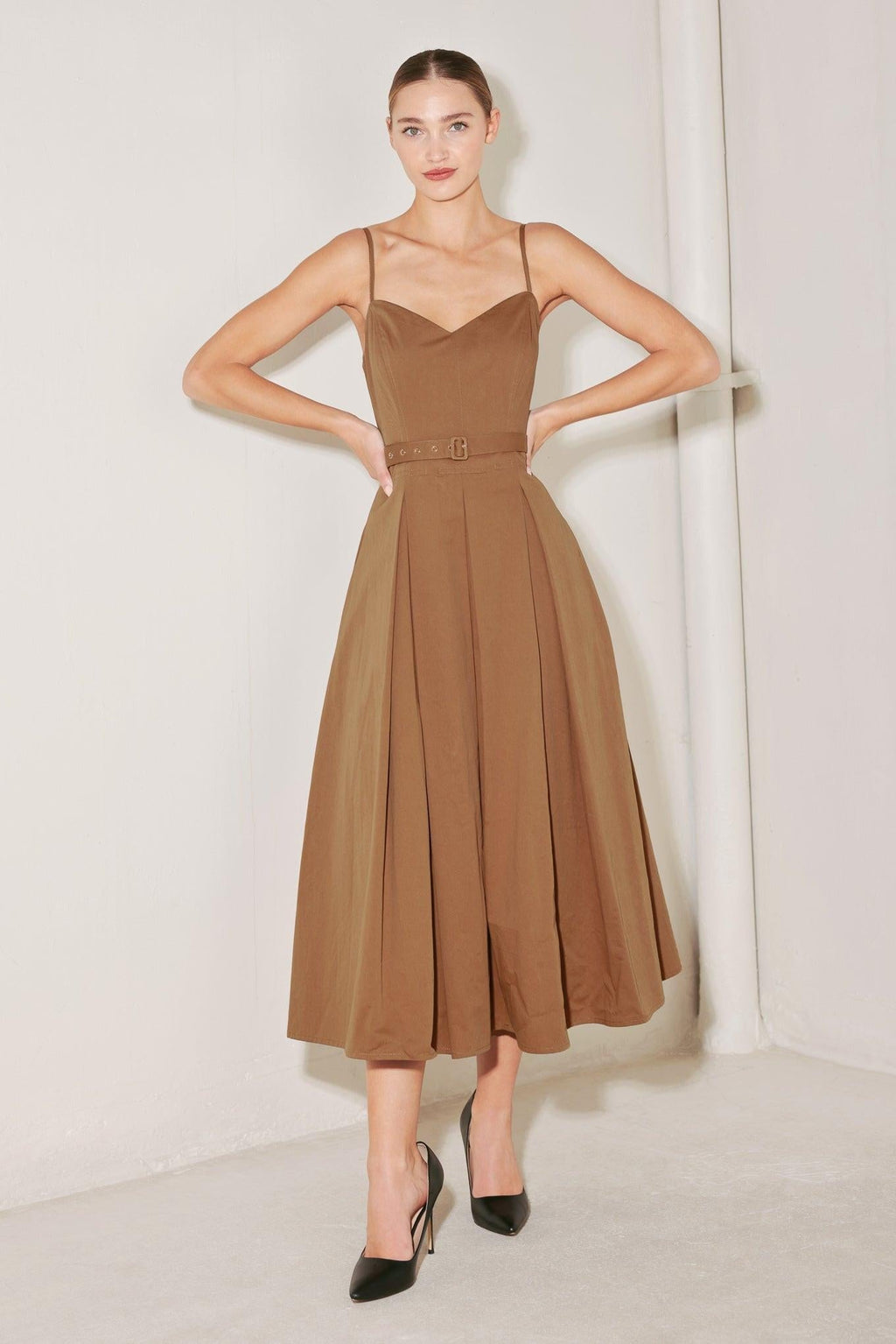 SUNSET SILHOUETTE WOVEN MIDI DRESS Flying Tomato