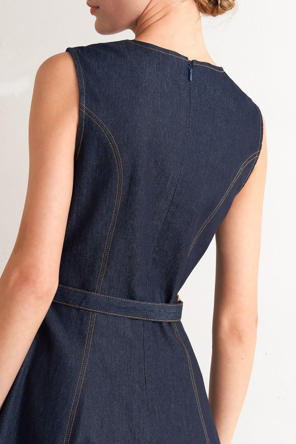 MODERN DARK DENIM MIDI DRESS Flying Tomato