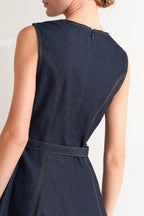 MODERN DARK DENIM MIDI DRESS Flying Tomato