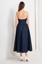 VINTAGE SIREN DENIM MIDI DRESS Flying Tomato