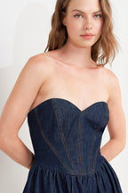 VINTAGE SIREN DENIM MIDI DRESS Flying Tomato