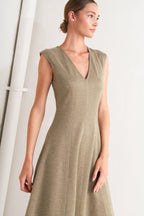 SOPHISTICATED SIMPLICITY WOVEN KNIT MIDI DRESS Flying Tomato