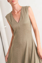 SOPHISTICATED SIMPLICITY WOVEN KNIT MIDI DRESS Flying Tomato