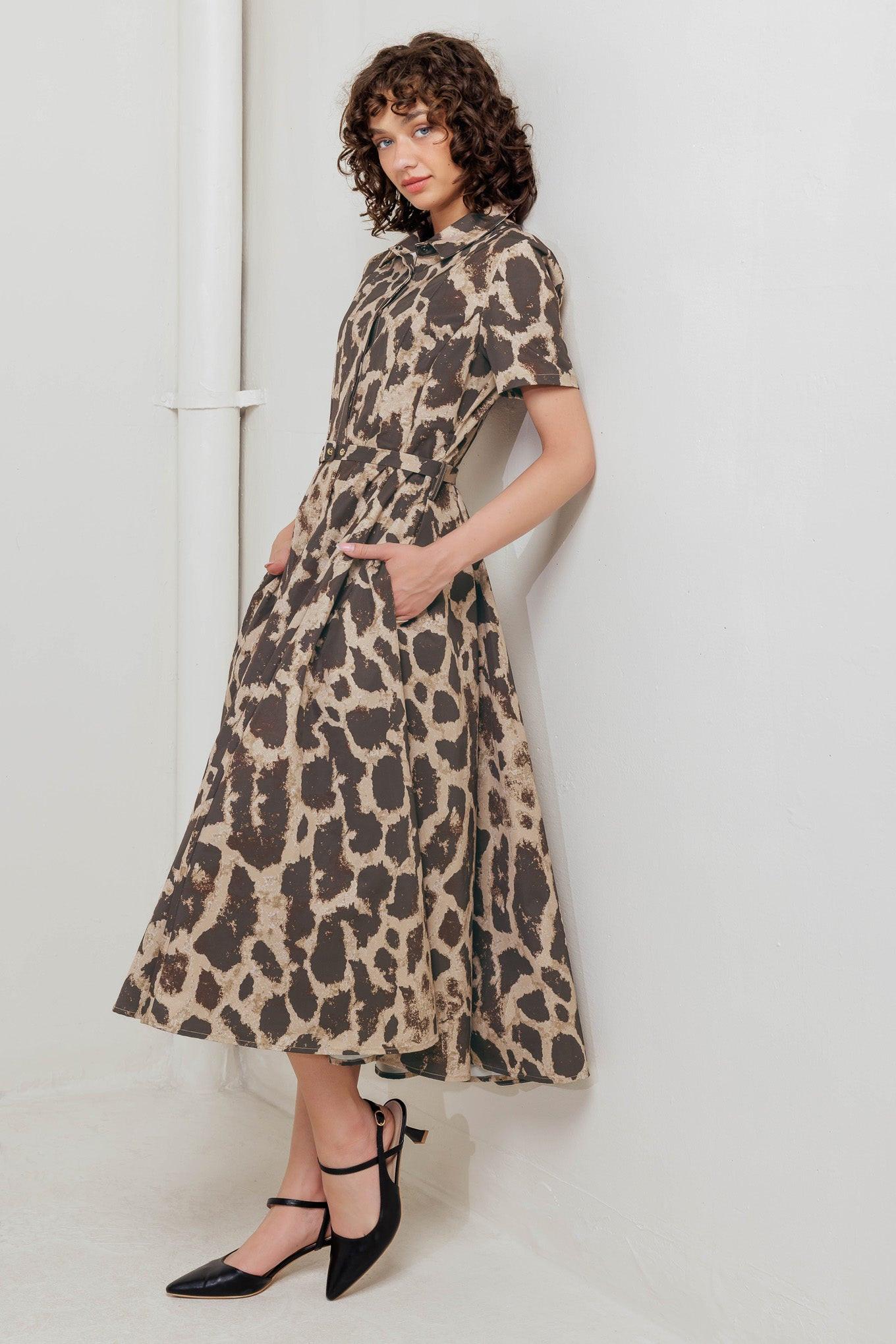 TAME GIRAFFE WOVEN MIDI DRESS Flying Tomato