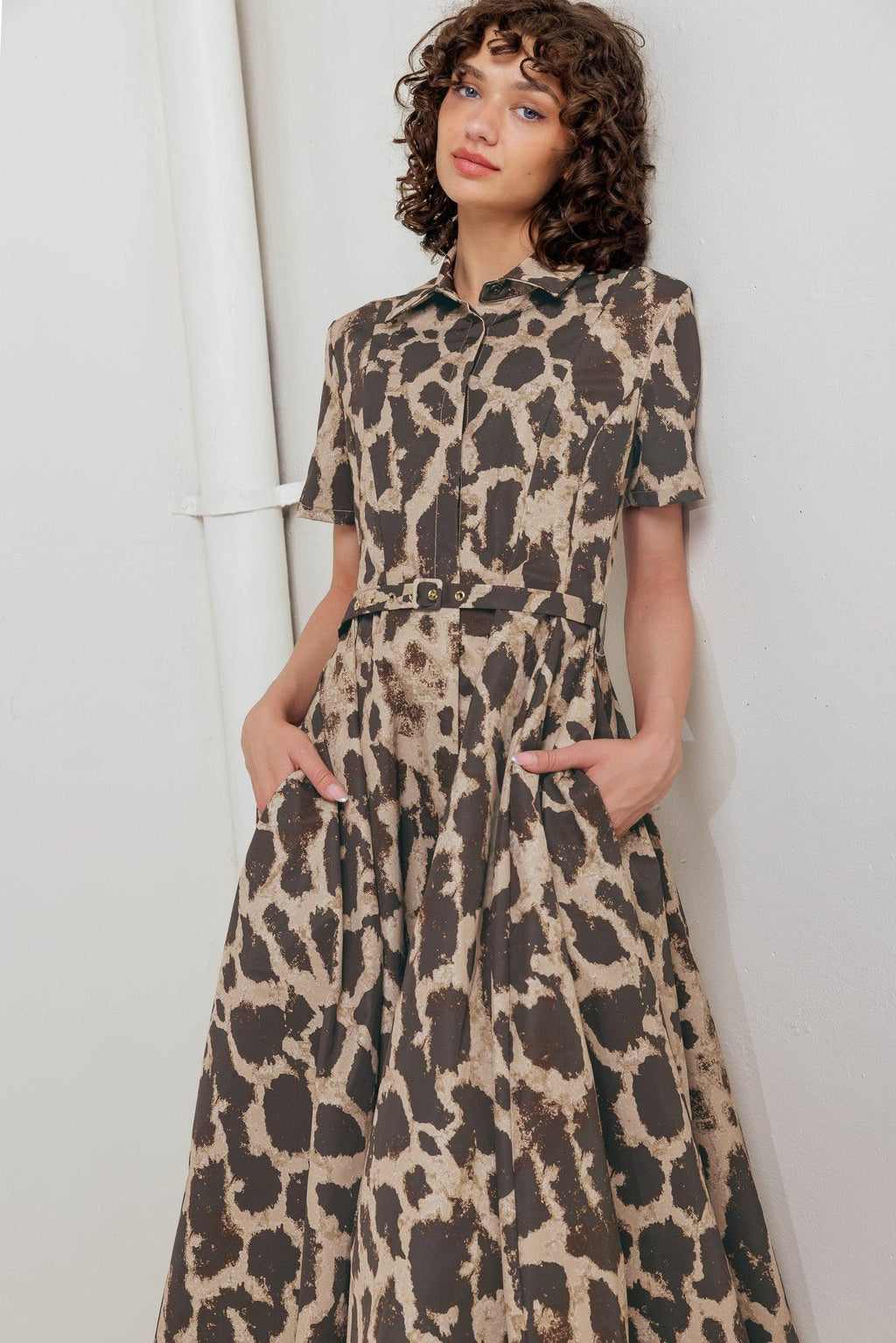 TAME GIRAFFE WOVEN MIDI DRESS Flying Tomato