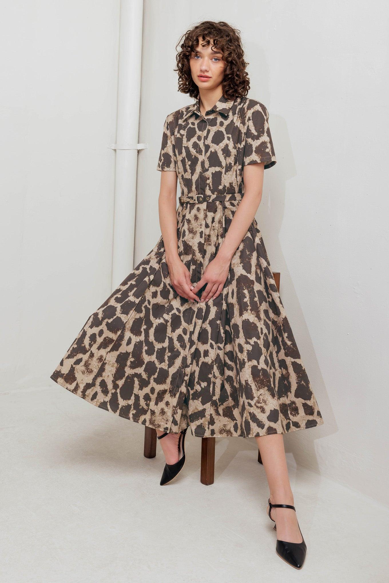 TAME GIRAFFE WOVEN MIDI DRESS Flying Tomato