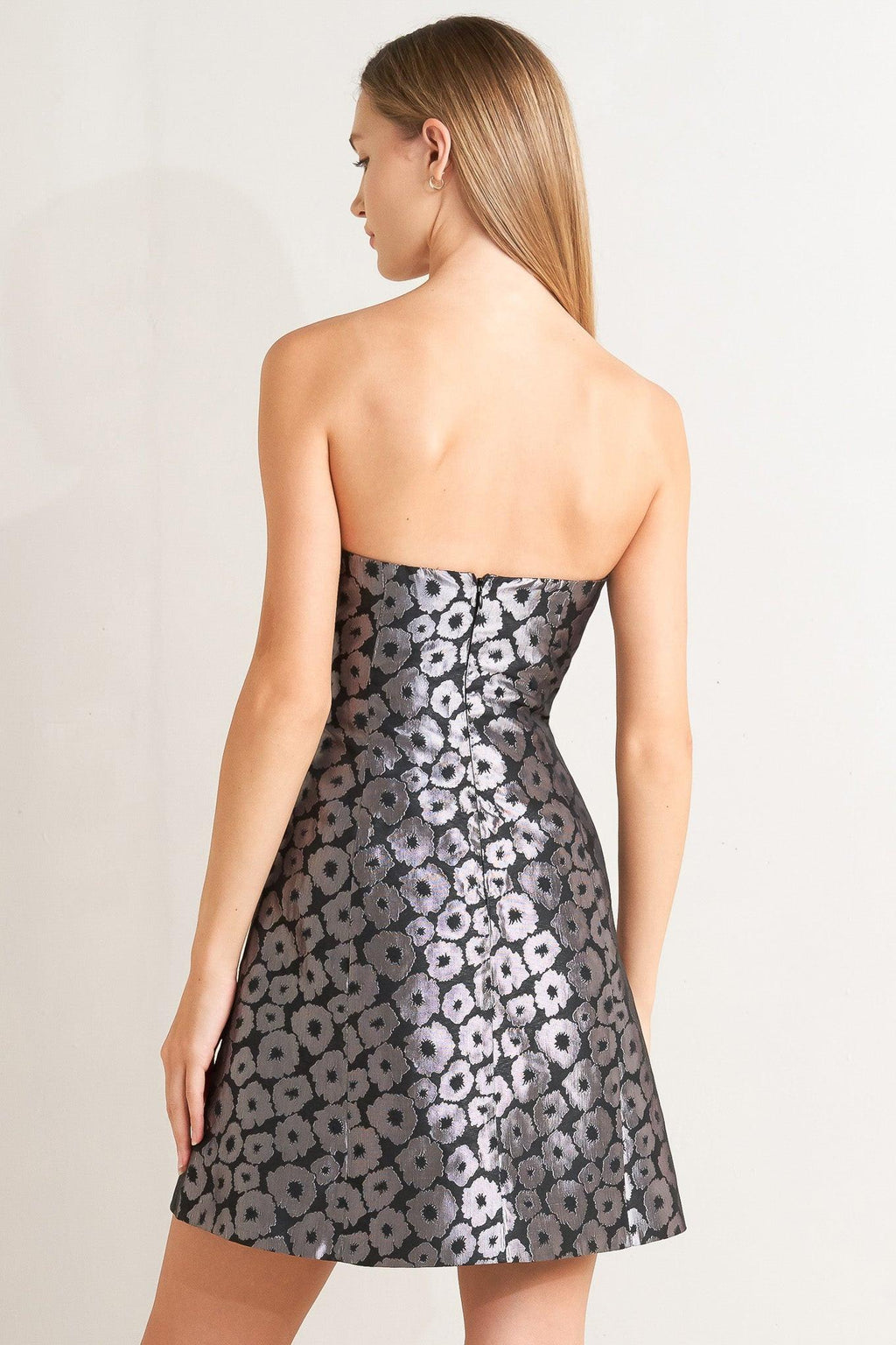 SHINE ON ME WOVEN JACQUARD MINI DRESS Flying Tomato